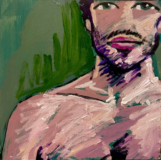 Desnudo sobre fondo verde
