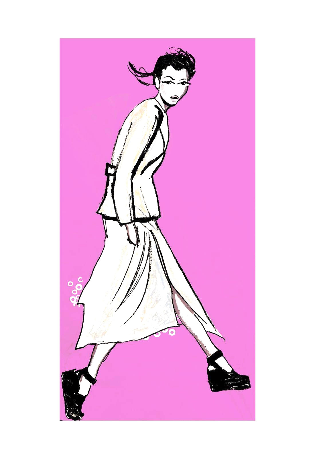 Paseante con fondo Rosa Print