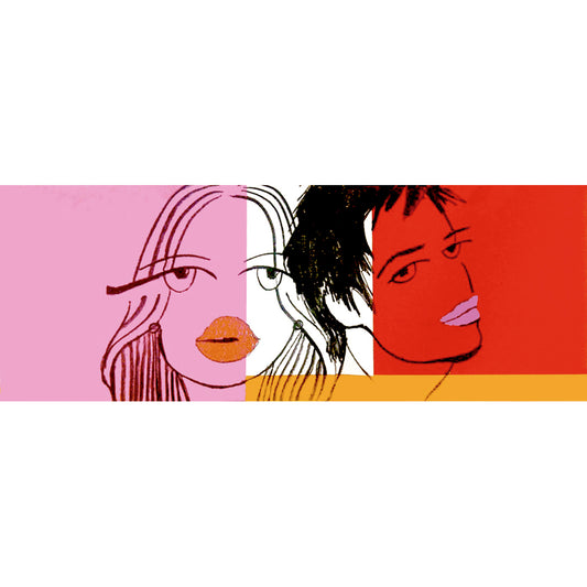 Pareja sobre colores calientes