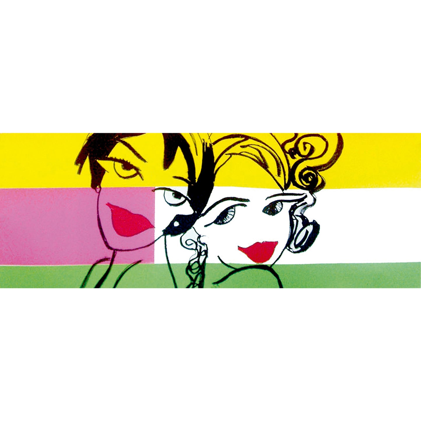 Pareja sobre colores alegres