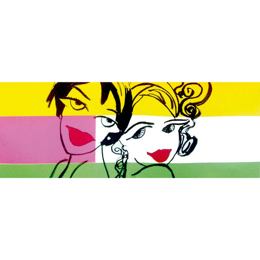 Pareja sobre colores alegres