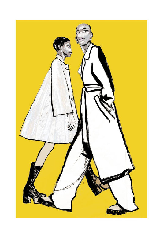 Paseantes con abrigos Print