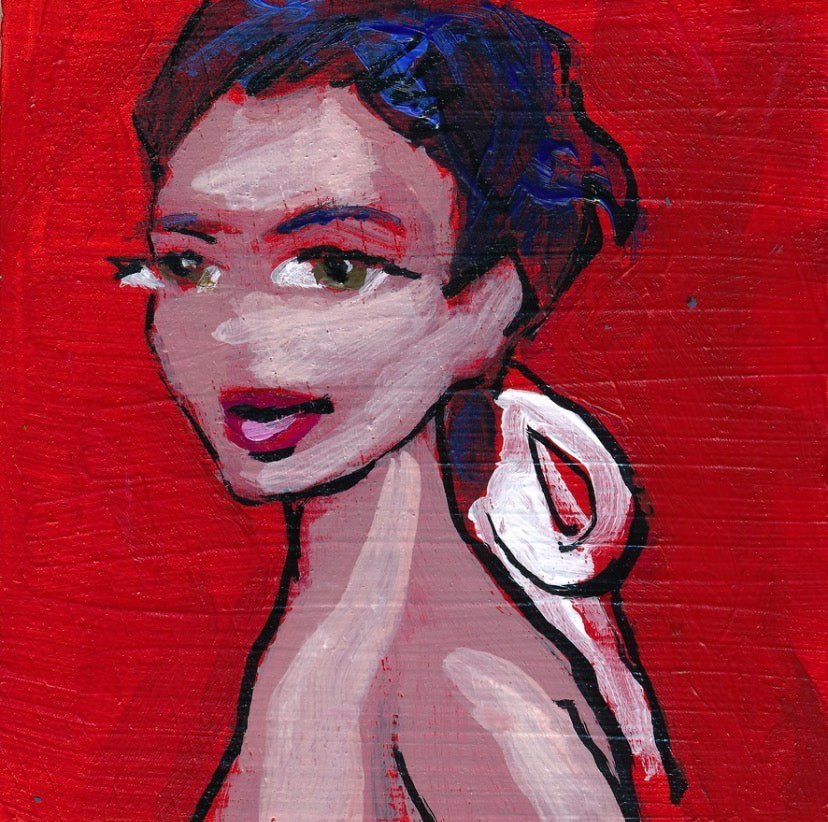 Lazo blanco Fondo rojo